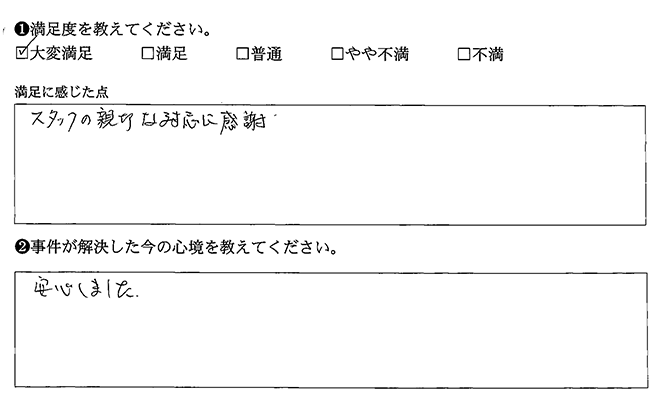 親切な対応に感謝です