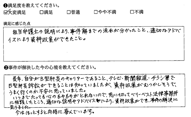 適切なアドバイスで事件の解決に至りました