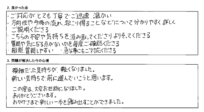 複雑だった気持ちが軽くなりました 離婚 男女問題を解決したお客さまの声 ベリーベスト法律事務所 静岡オフィス